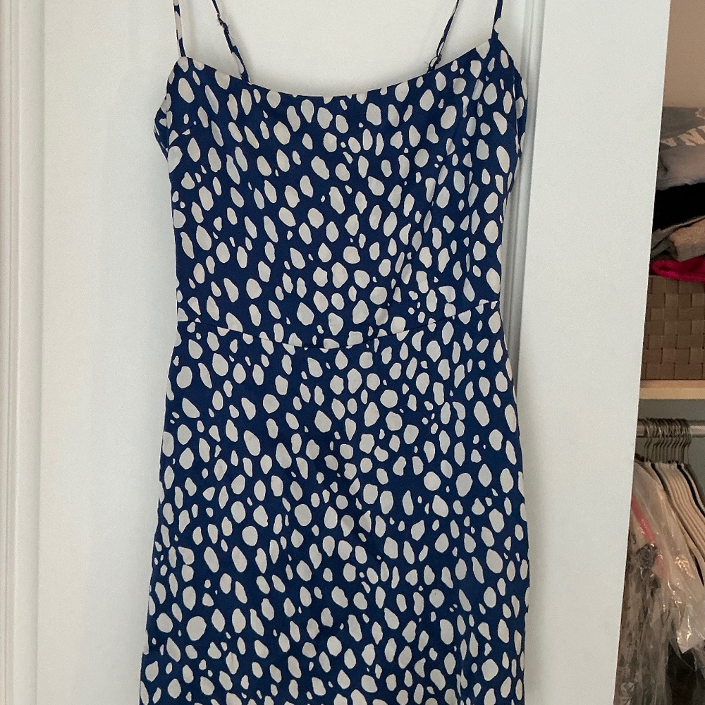 Reformation Silk Slip Dress / Blue & White Dress  / Size Small